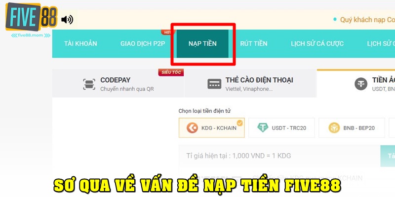 Giới thiệu sơ qua về hệ thống nạp tiền FIVE88